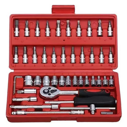 KIT TALADRO ORIGINAL INALÁMBRICO DEWALT CON 2 BATERIAS + ACCESORIOS + JUEGO CAJA SET DADOS CHICHARRA 46 PCS