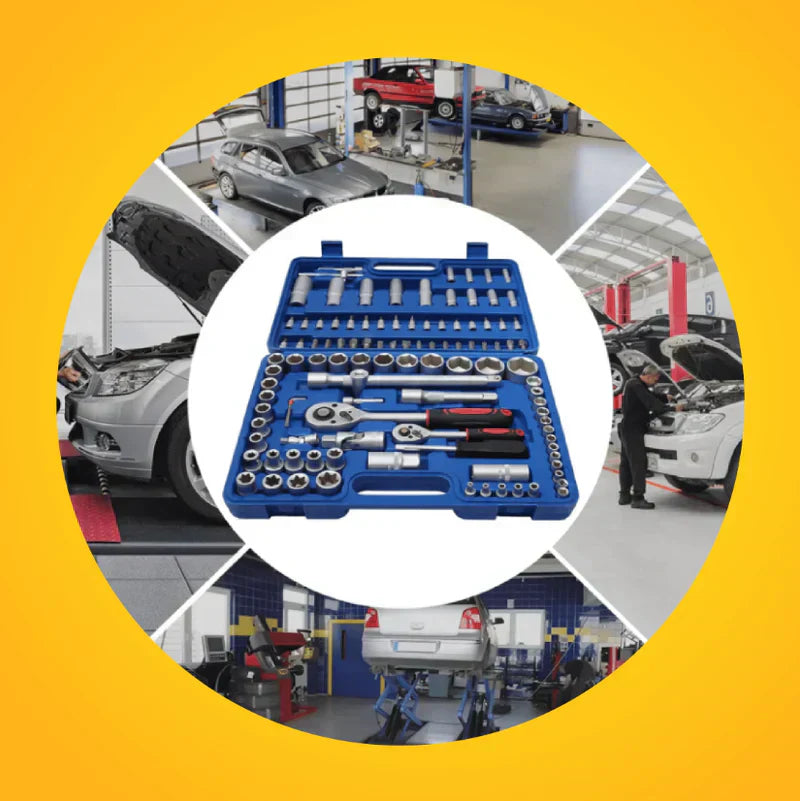 KIT MOTOSIERRA MAKITA PORTÁTIL + 2 BATERÍAS ADICIONALES + CAJA DE HERRAMIENTAS CON 108 PIEZAS