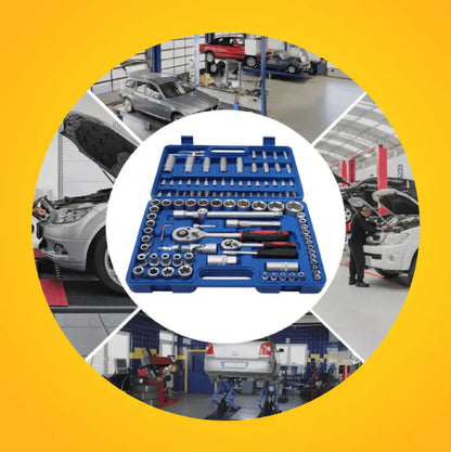 KIT MOTOSIERRA MAKITA PORTÁTIL + 2 BATERÍAS ADICIONALES + CAJA DE HERRAMIENTAS CON 108 PIEZAS