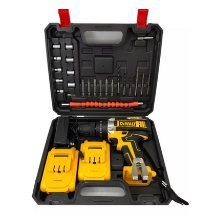 KIT TALADRO ORIGINAL INALÁMBRICO DEWALT CON 2 BATERIAS + ACCESORIOS + JUEGO CAJA SET DADOS CHICHARRA 46 PCS